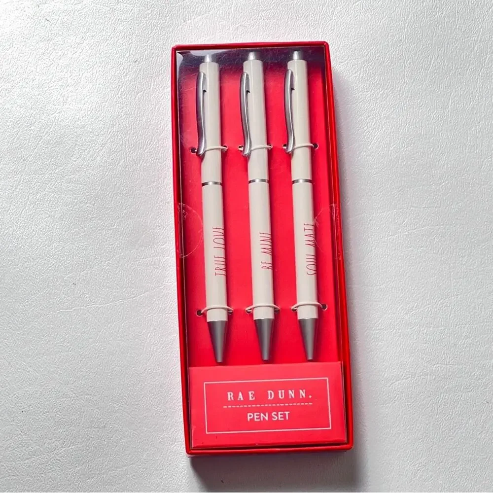 RAE DUNN  Logo Graphic True Love Heart Collection Three Note Taking  Pen Set